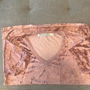 Michael Stars Size Small Mauve Velour V-Neck Tee NWOT